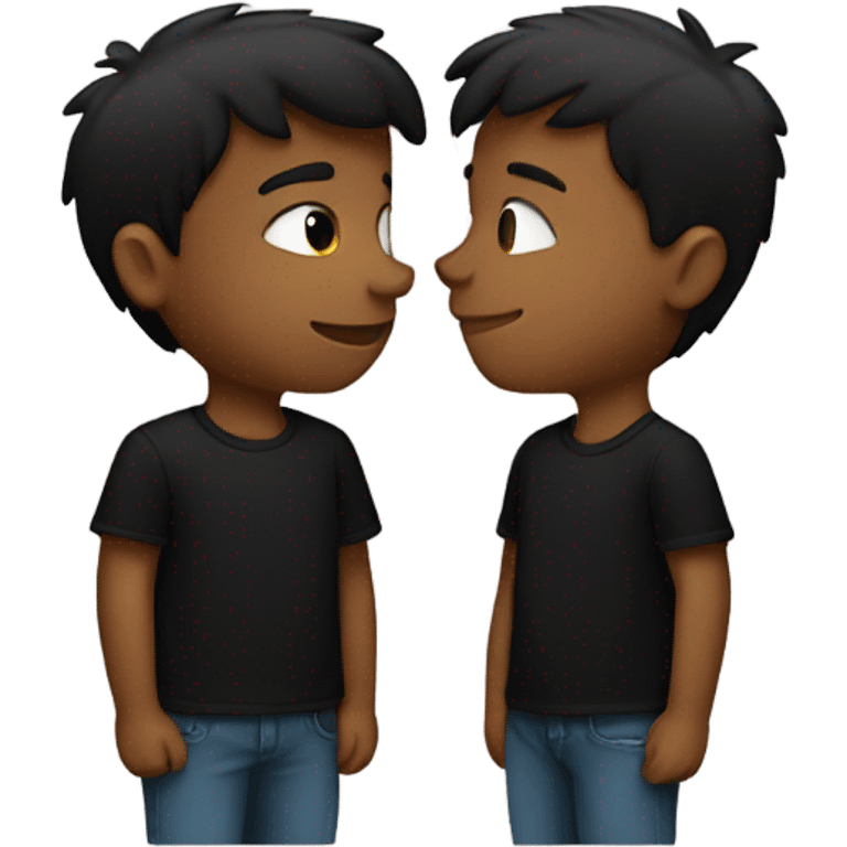 two boys in black shirts kissing  emoji