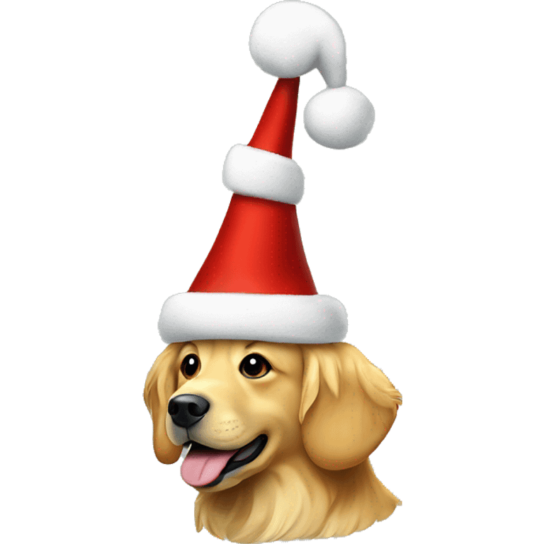 Golden retriever wearing christmas hat emoji