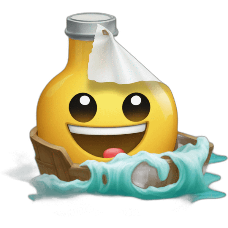 Bouteille à la mer avec un parchemin dedans emoji