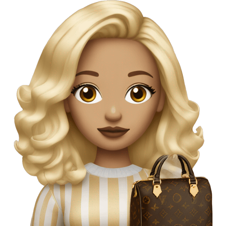 Blonde girl with makeup and Louis vuitton bag emoji