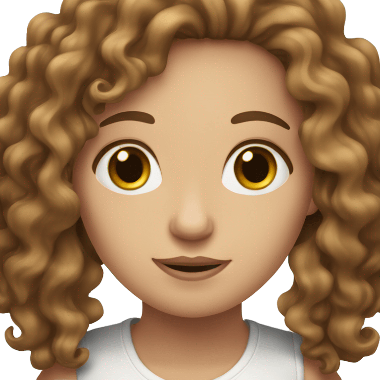 white girl with brown curly wavy hair emoji