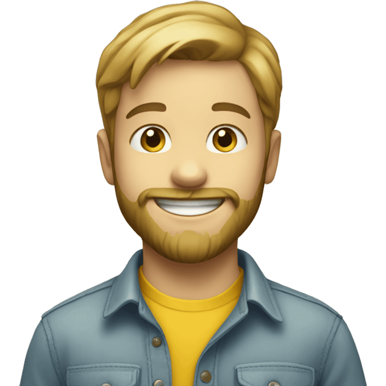 White smiling boy with beard in yellow shirt emoji