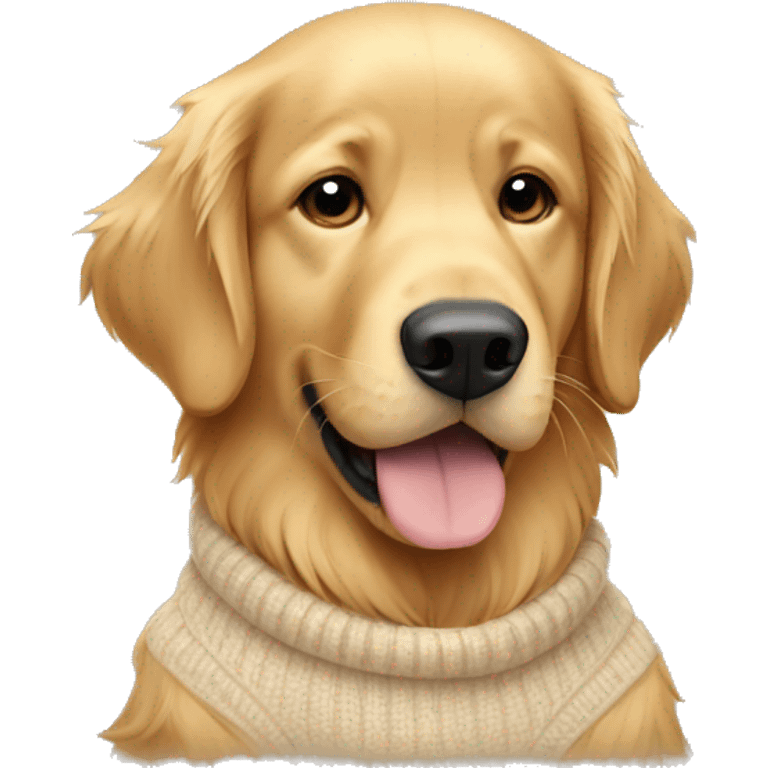 Golden Retriever wearing a beige sweater  emoji