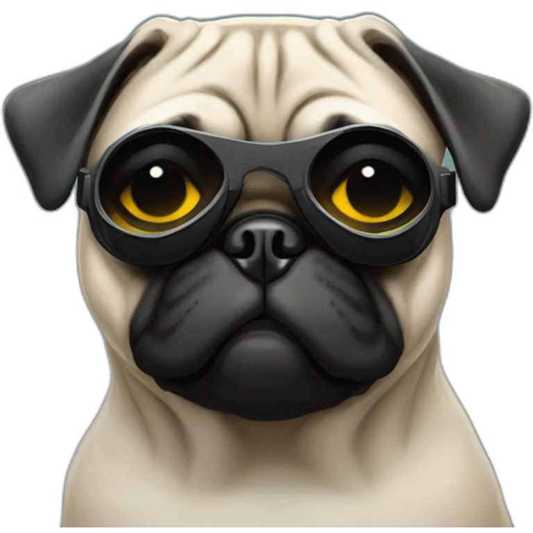 pug with black sunglasses and wearing a cyberpunk suit emoji