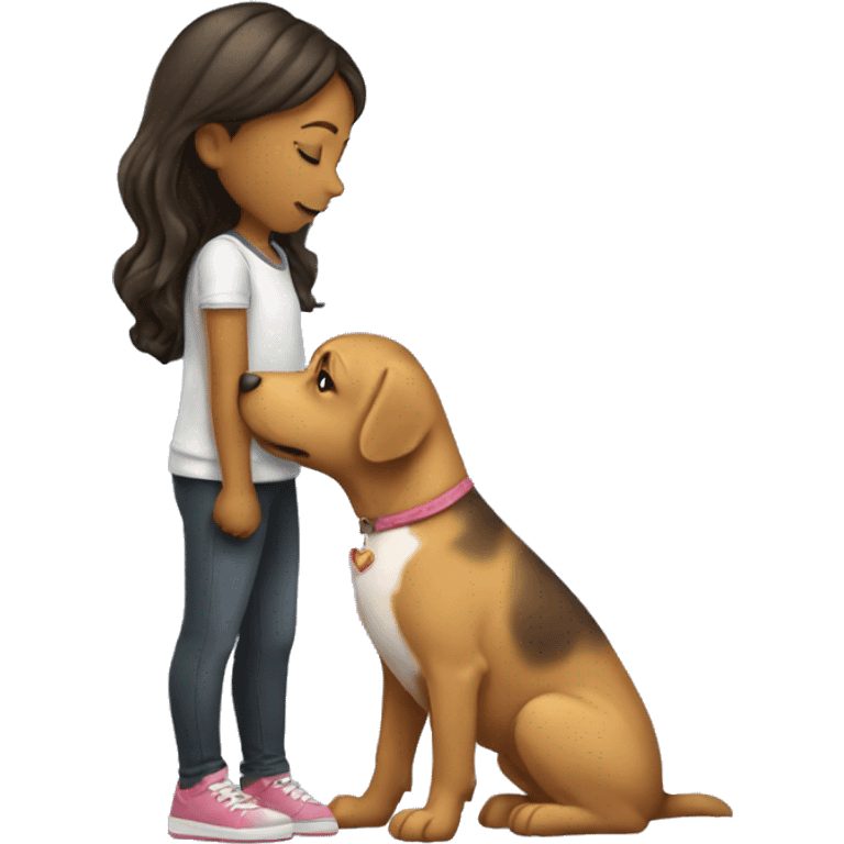 girl kissing a dog emoji