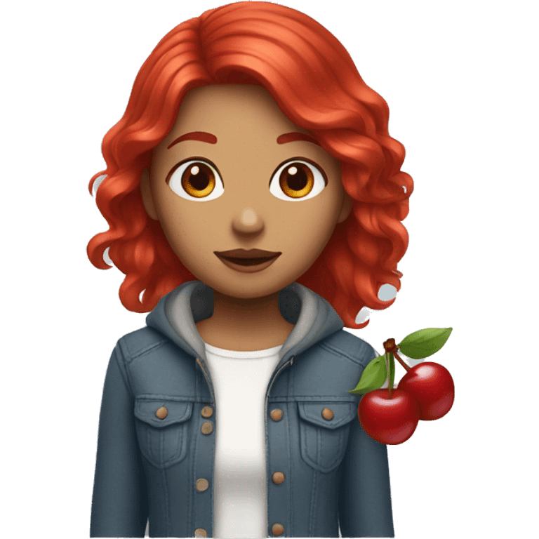 a girl with cherry red hair emoji