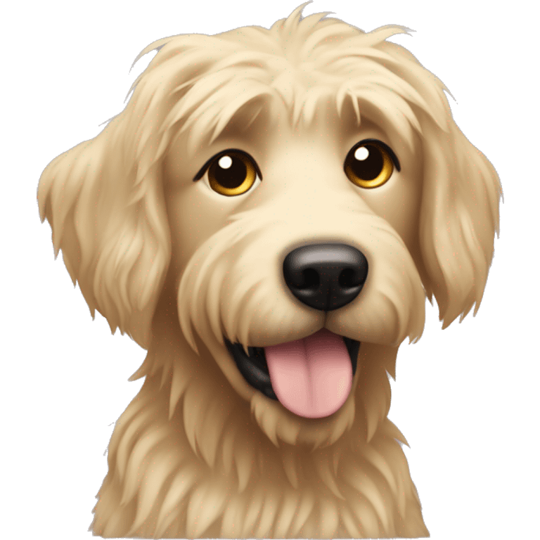 shaggy dog similar to labrador with golden sticking out hair emoji