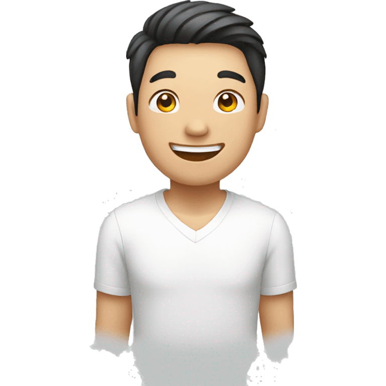 happy asian guy in white-shirt emoji