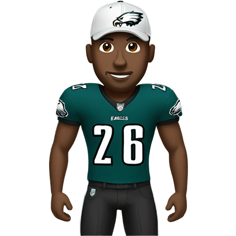 Black man with eagles jersey and hat on  emoji