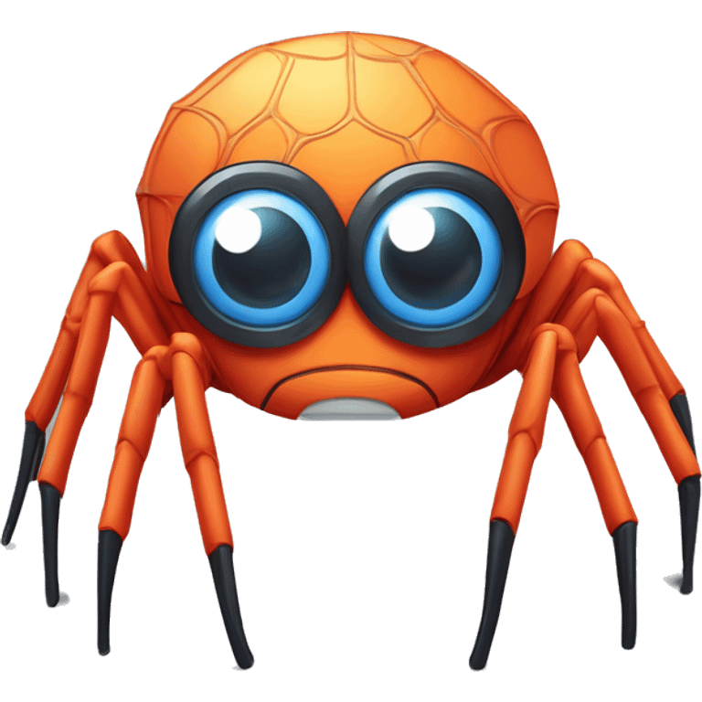 A friendly and cute spider mascot for Data Crawl, a web scraping and AI startup. The spider should have a cheerful face and a non-threatening appearance. It should have a sleek, futuristic design with some elements representing technology and data. emoji