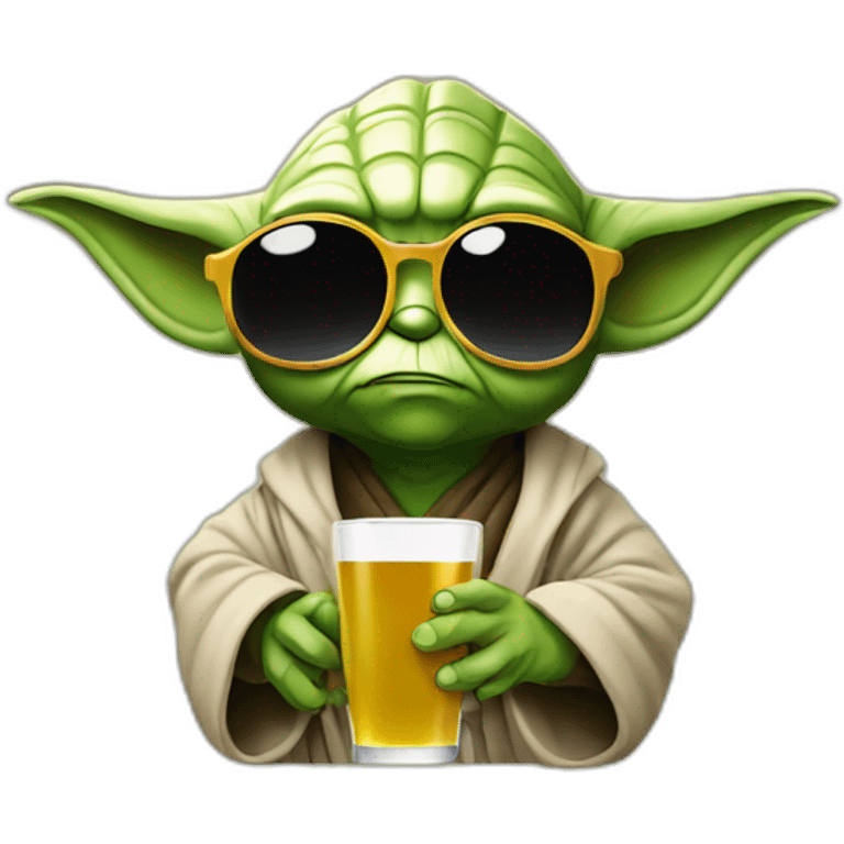 Yoda drinking in sunglasses emoji