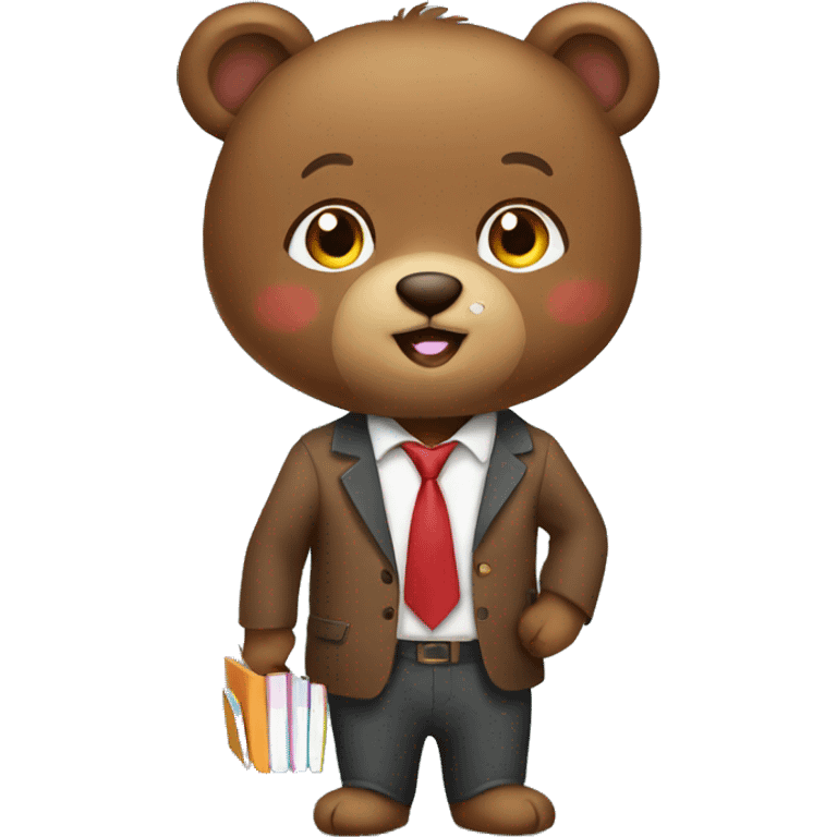 Cute Brown bear animal dressed as a teacher emoji emoji