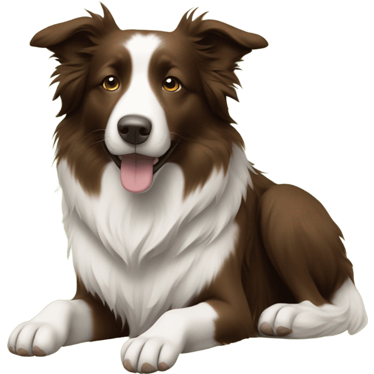 a brown border collie meditating emoji