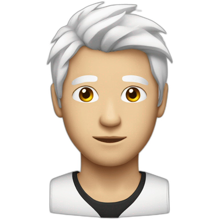 young man with white hair and poker emoji