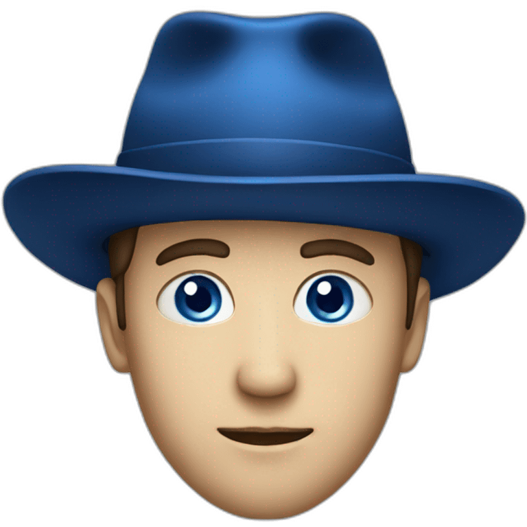 man face with dark blue eyes with hat emoji