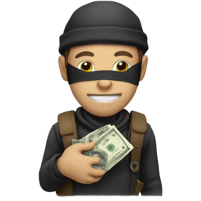 Robber holding bag of money  emoji