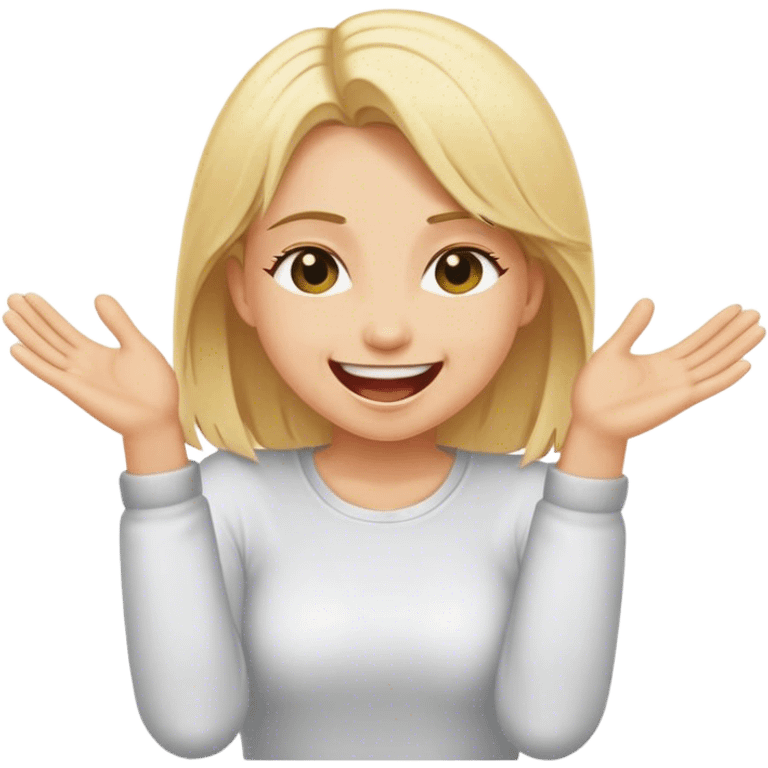 A blonde girl tickling people emoji