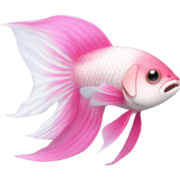 Pink and white beta fish emoji