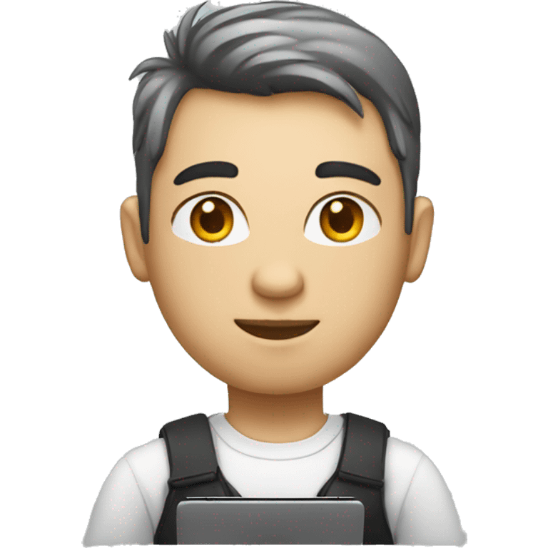 software engineer with apple laptop has white skin emoji