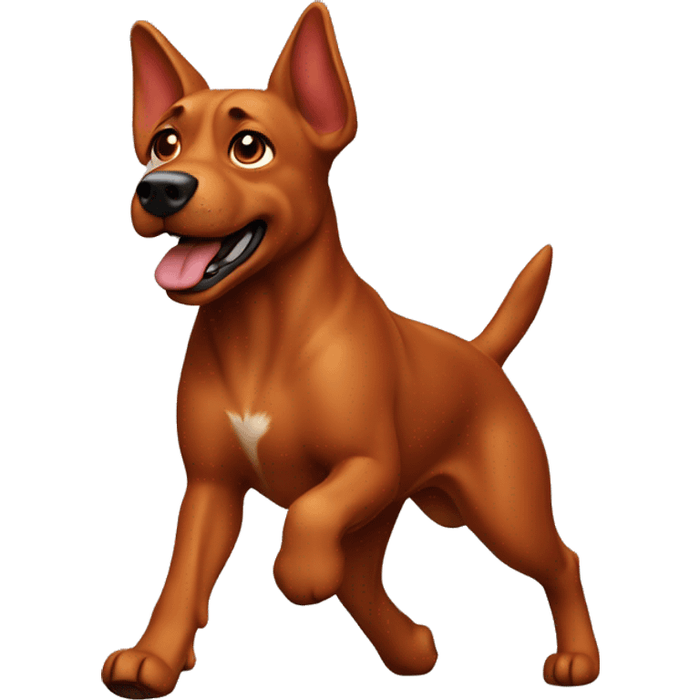 solid red dog with pointed ears running emoji