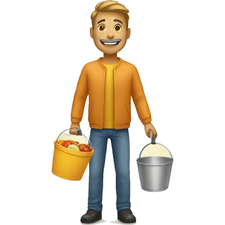 man with supermarket bucket emoji