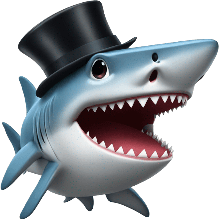 Shark with a top hat emoji