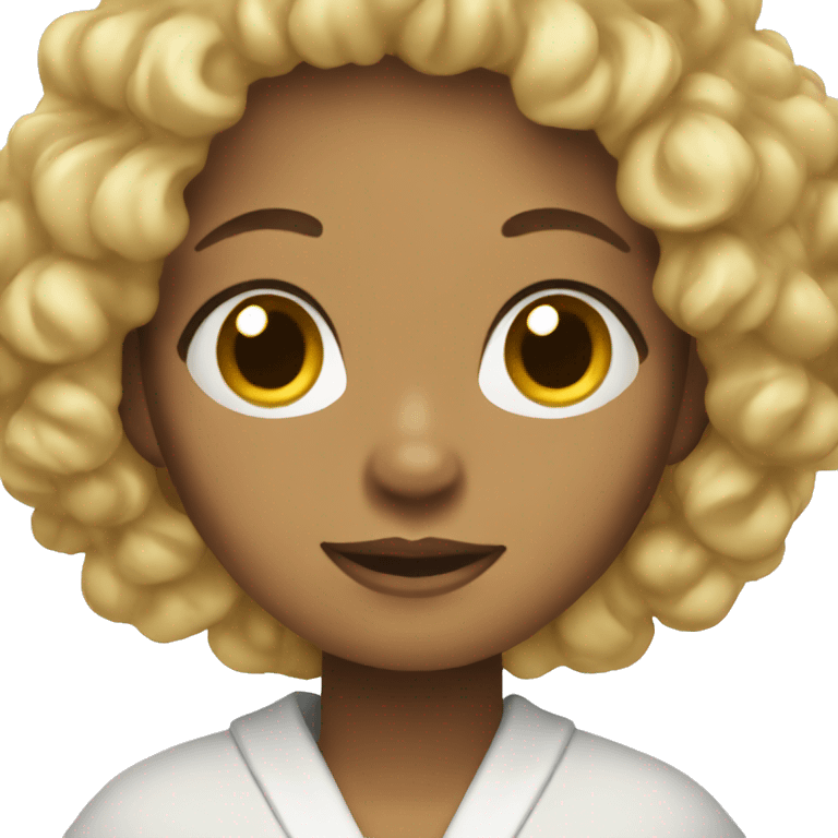 girl with curly blonde hair in a robe emoji