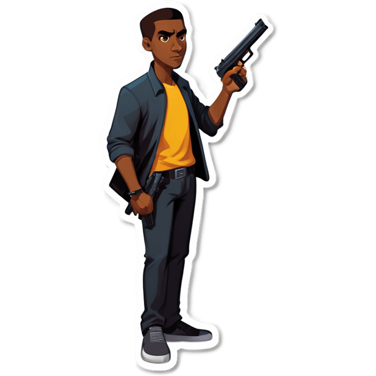 Black guy with gun in hrad  emoji