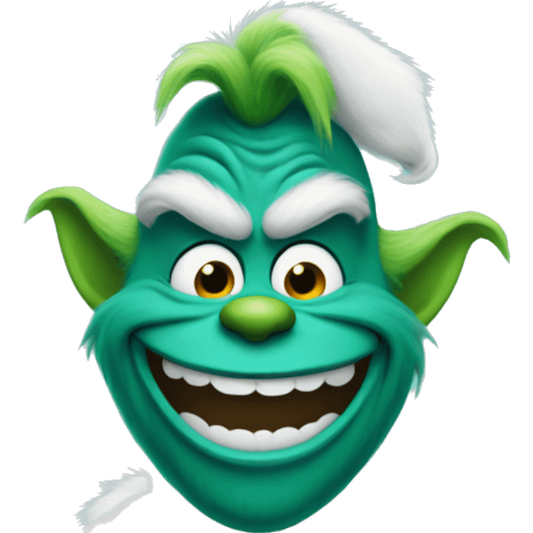 teal grinch smiling emoji