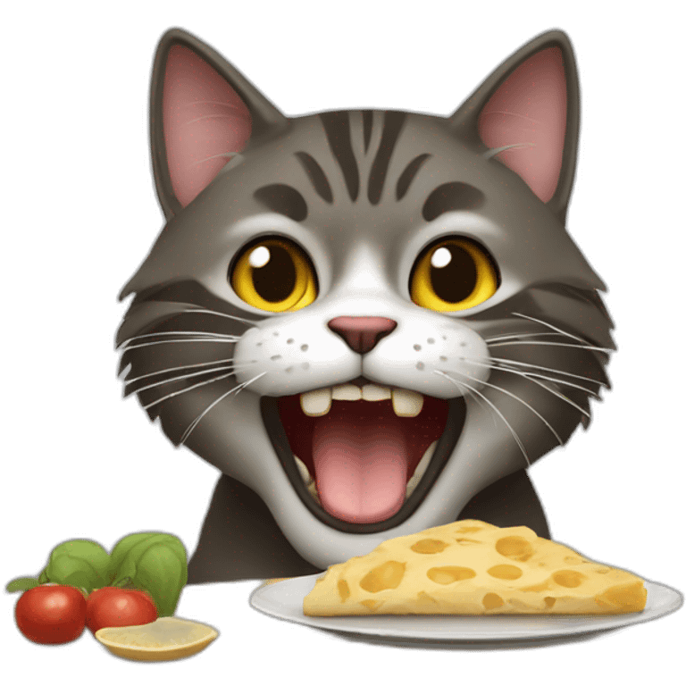 chat qui mange des pates emoji