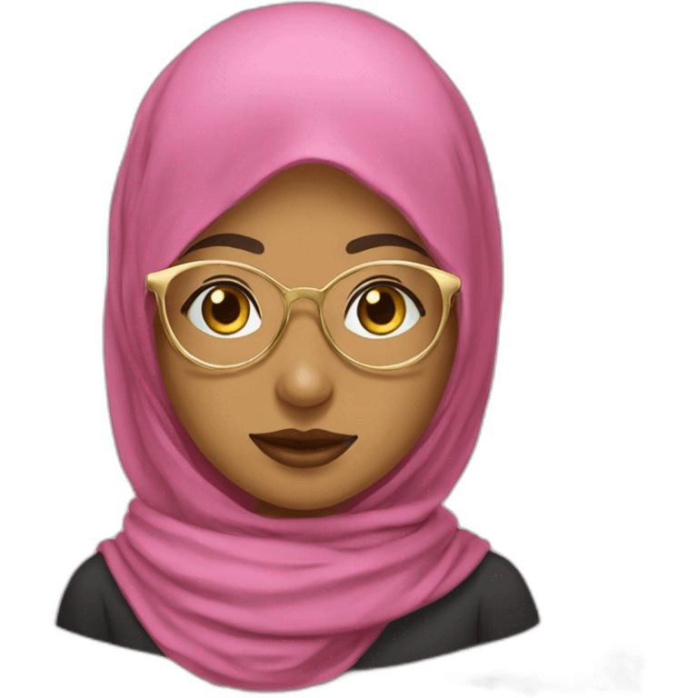 hijab girl with round gold frame glasses emoji