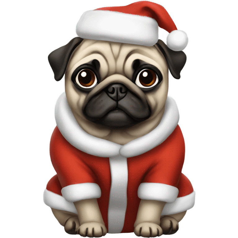 Pug in Santa outfit emoji