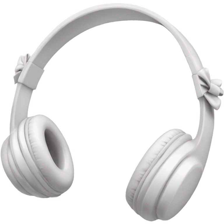 White headphones with soft pink bow emoji