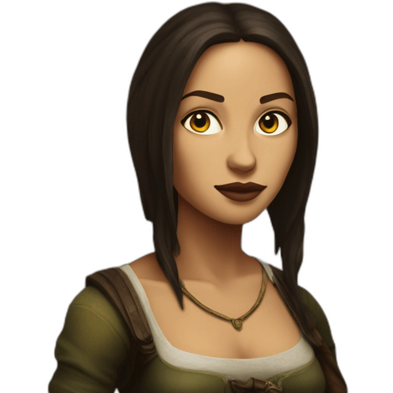 Lara Croft as Mona Lisa realistic emoji