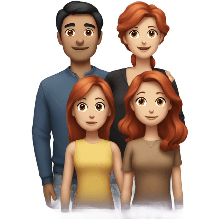 family. black hair man red head woman brown hair boy & girl emoji