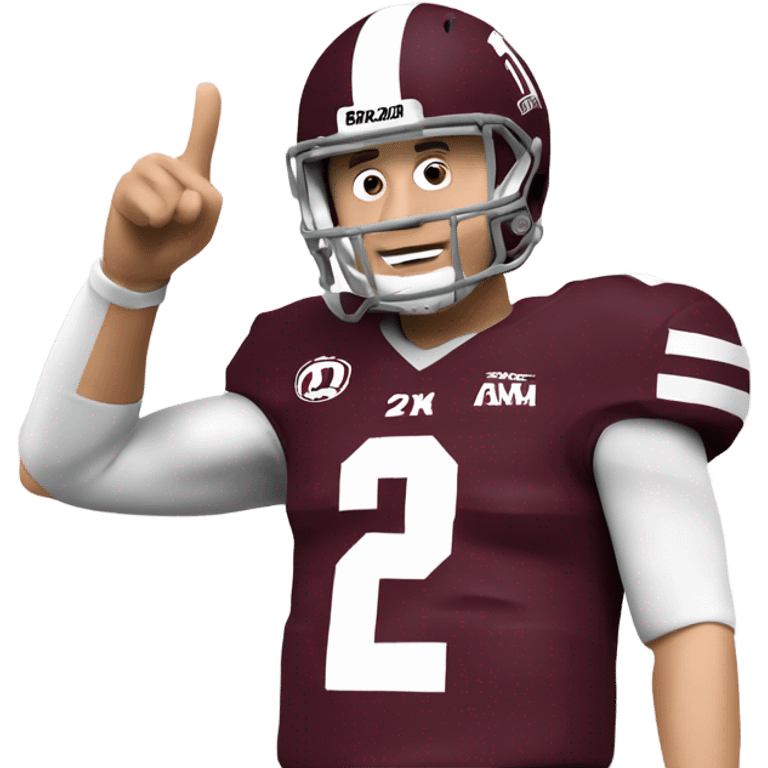 Johnny manziel in a Texas a&m maroon uniform holding up one thumb  emoji