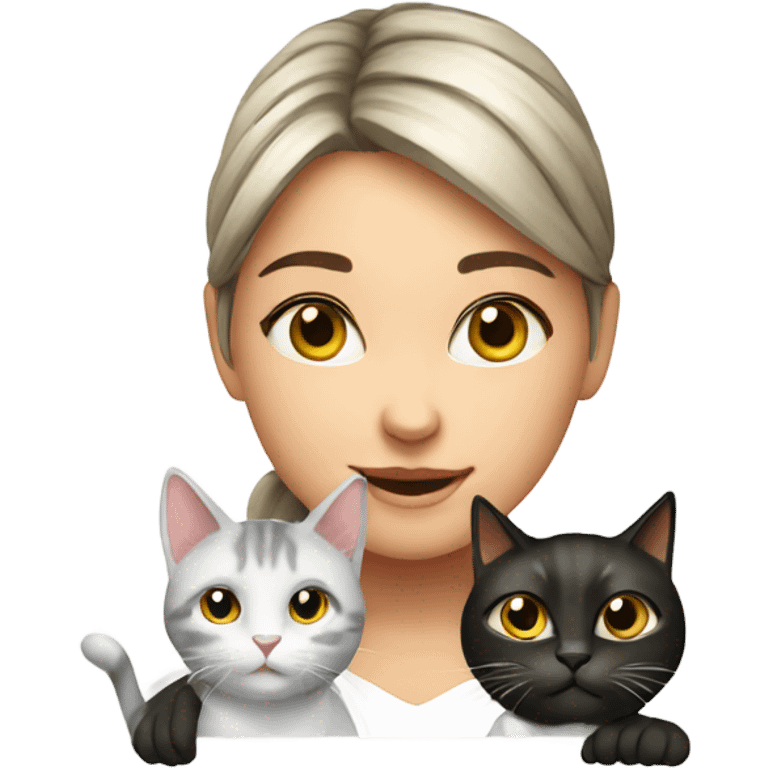 girl with cat on white emoji