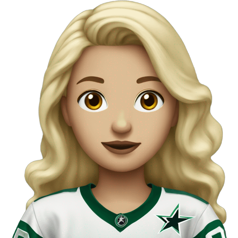 Blonde girl wearing Dallas Stars jersey emoji