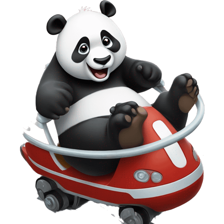 panda in Disneyland, riding a rollarcoaster emoji