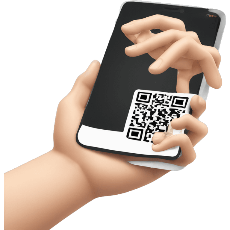 a human arm using a cell phone to scan a QR code emoji