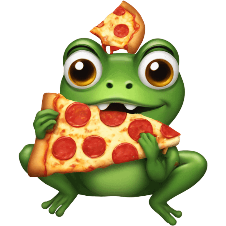 a frog eating pizza emoji