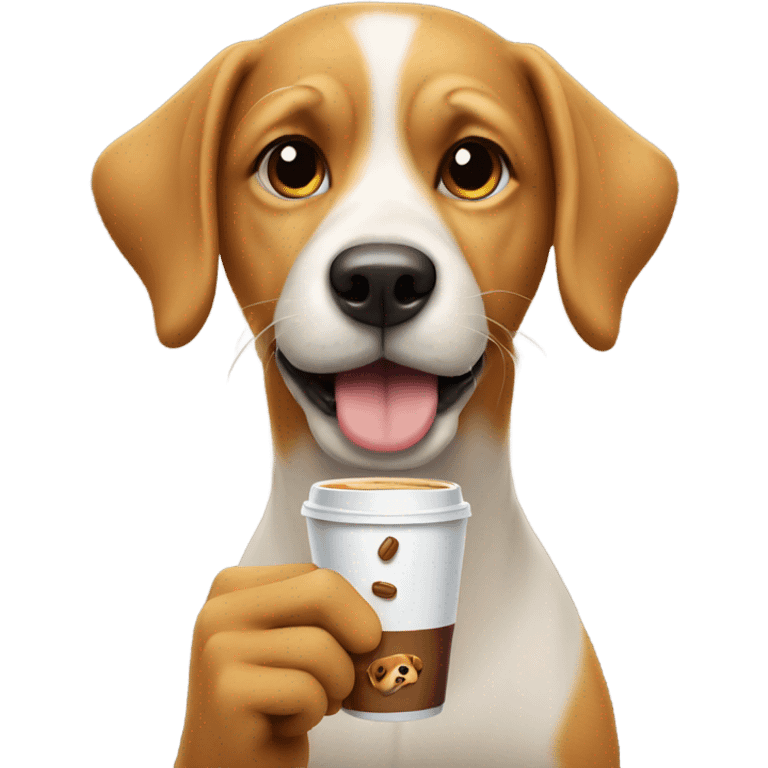 Dog with a goodie and coffee emoji