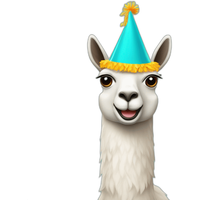 Lama with party hat emoji