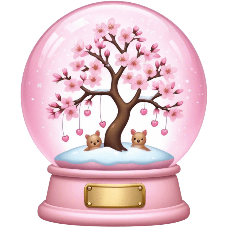 Pastel pink snow globe，Cherry blossom emoji