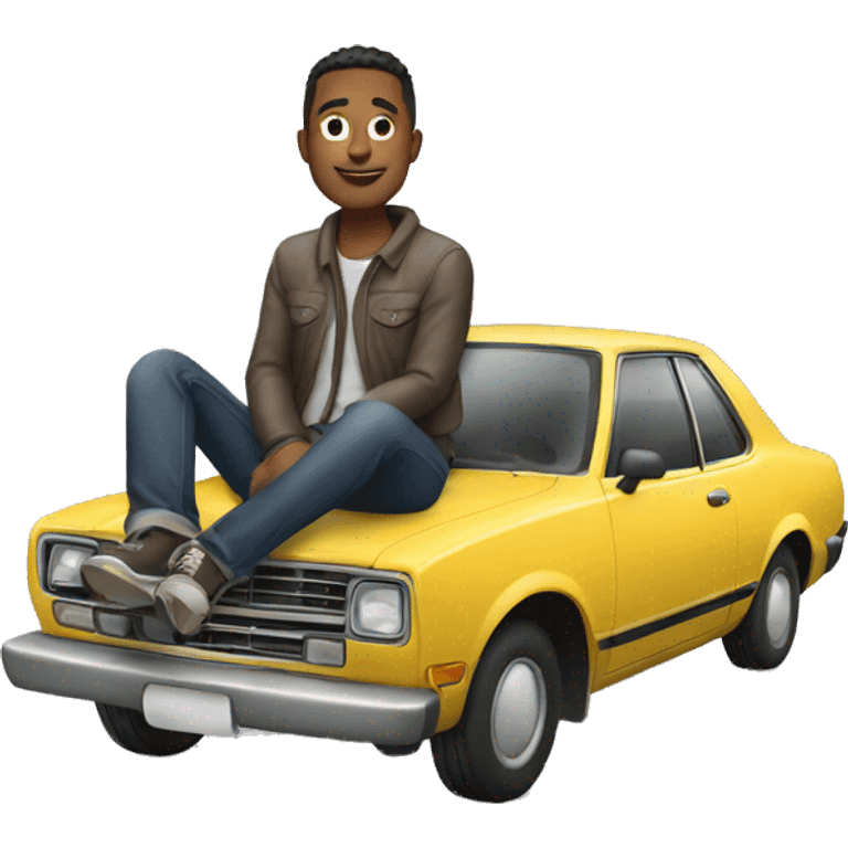 man sitting on top of car emoji