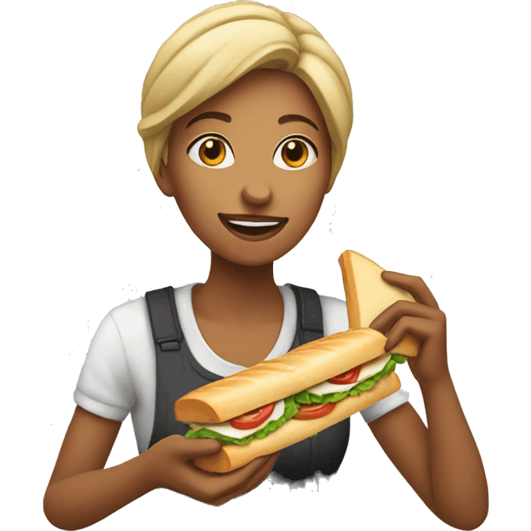 woman eating sandwich emoji