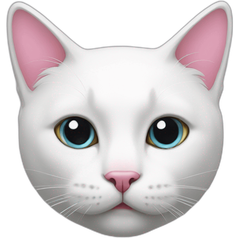 White cat with pink nose emoji