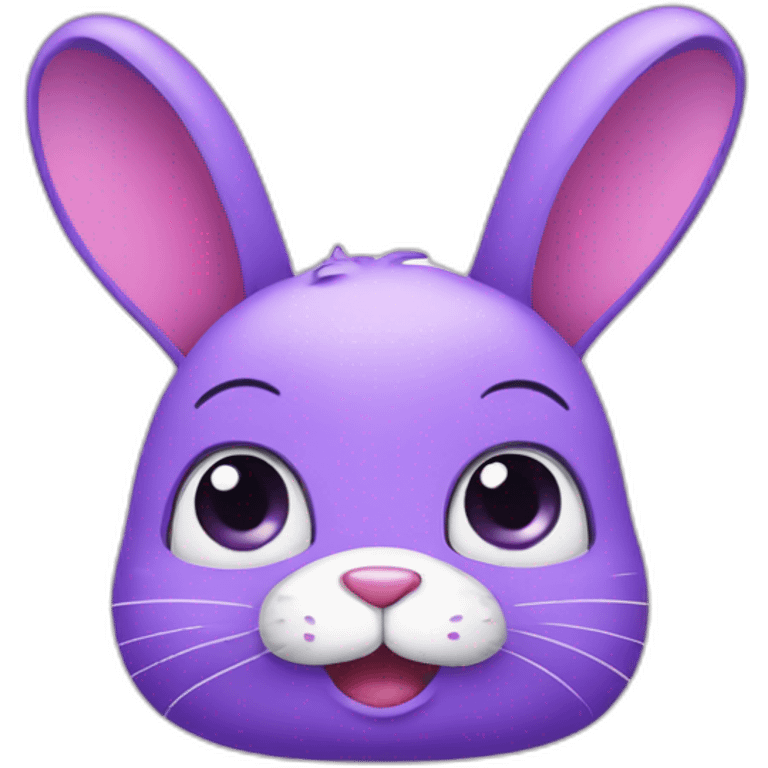 violet rabbit, eyes-hearts, cartoon style, cute emoji