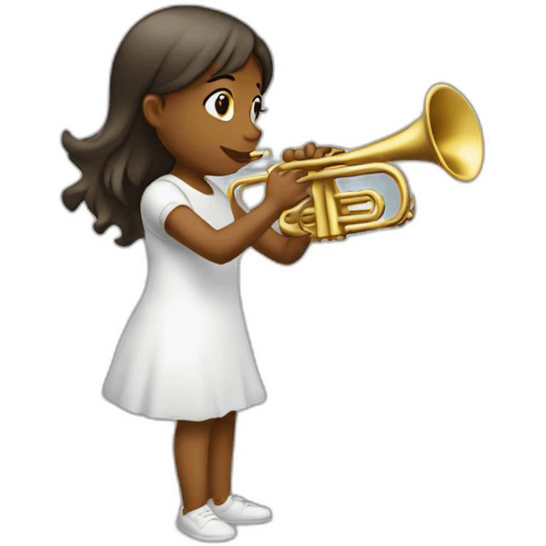 A girl playing white trumpet emoji