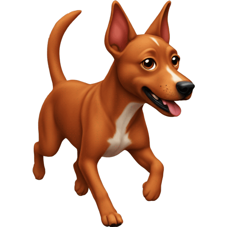 realistic solid red dog with pointed ears running emoji